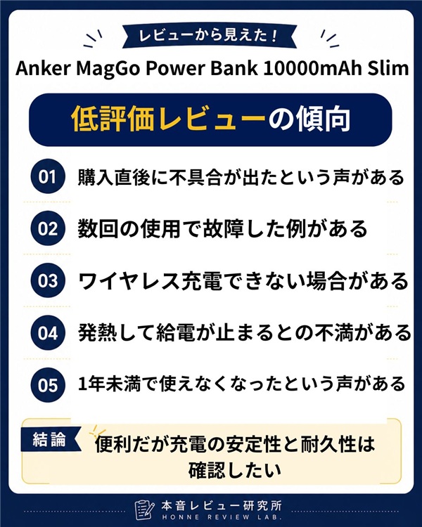 Anker MagGo Power Bank 10000mAh Slim 低評価レビュー