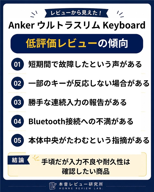 Anker ウルトラスリム Keyboard 低評価レビュー