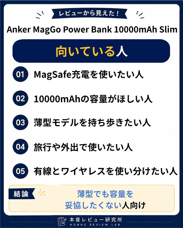 Anker MagGo Power Bank 10000mAh Slim 向いている人