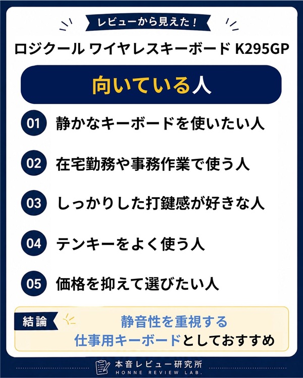 ロジクール ワイヤレスキーボード K295GP　向いている人