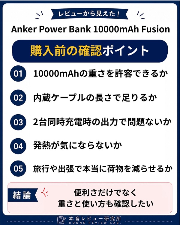 Anker Power Bank 10000mAh Fusion 購入前に確認したいポイント