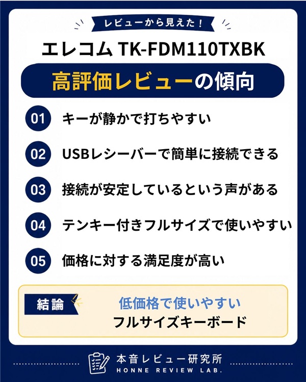エレコム TK-FDM110TXBK 高評価レビュー