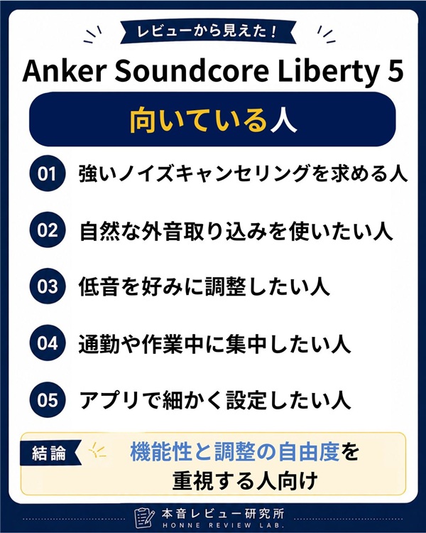 Anker Soundcore Liberty 5　向いている人